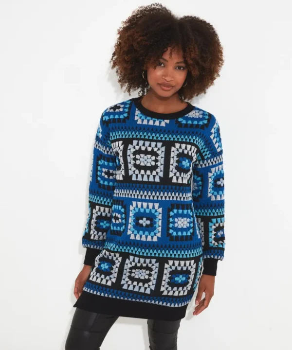 Tops& Tunics & Shirts<Joe Browns Crochet Effect Sweat Tunic Dress