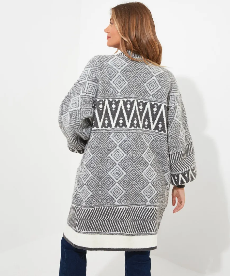 dazzling_geo_balloon_slee_2.webp Knitwear & Cardigans<Joe Browns Dazzling Geo Balloon Sleeve Cardigan