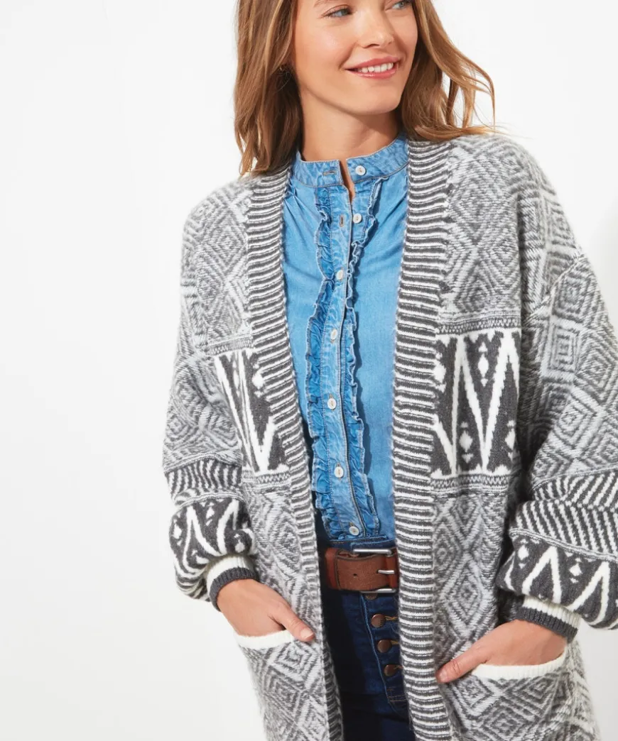 dazzling_geo_balloon_slee_3.webp Knitwear & Cardigans<Joe Browns Dazzling Geo Balloon Sleeve Cardigan