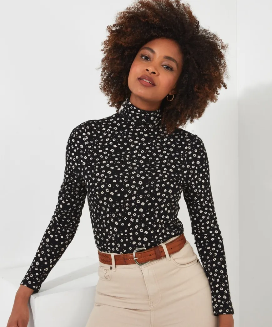 ditsy_floral_roll_neck_0.webp Tops& Tunics & Shirts<Joe Browns Ditsy Floral Roll Neck