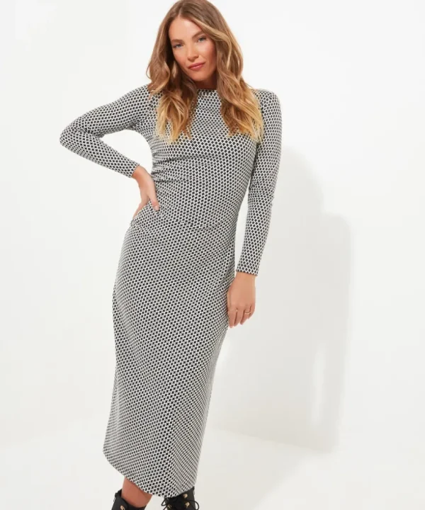 Dresses<Joe Browns Geo Jacquard Ruched Side Jersey Dress