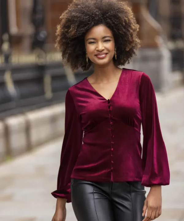 Tops& Tunics & Shirts<Joe Browns Gorgeous Velour Button Top