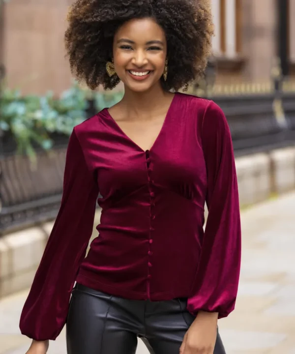 Tops& Tunics & Shirts<Joe Browns Gorgeous Velour Button Top
