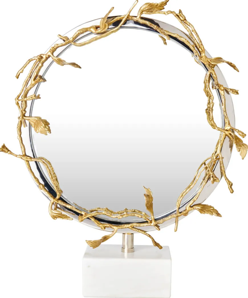 nouveau_brass_table_mirro_1.webp Gifts<Joe Browns Nouveau Brass Table Mirror With Stone Base