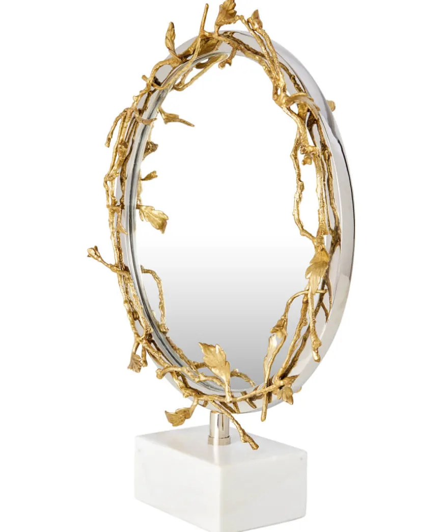 nouveau_brass_table_mirro_2.webp Gifts<Joe Browns Nouveau Brass Table Mirror With Stone Base