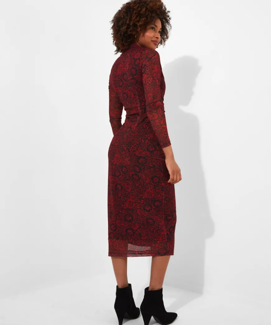 ruched_front_button_throu_3.webp Dresses<Joe Browns Ruched Front Button Through Mesh Dress