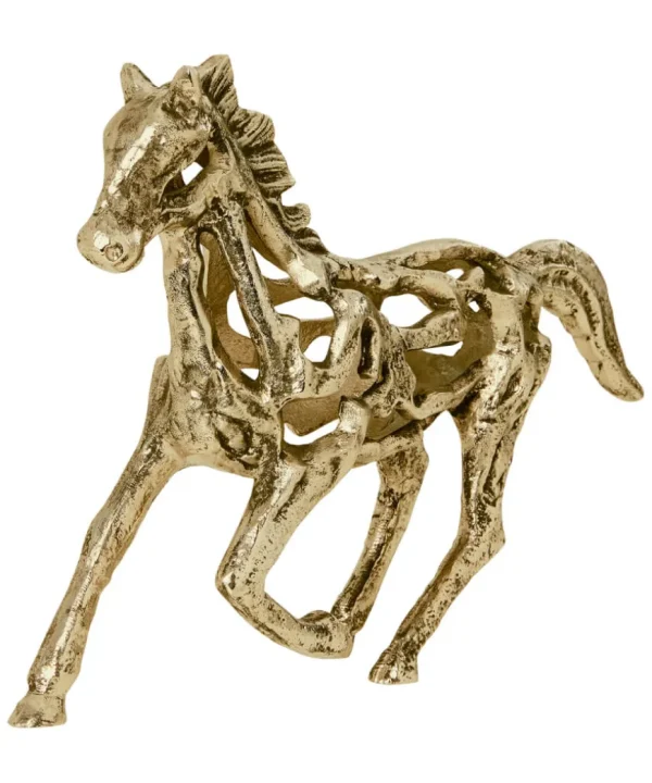 Home Accessories<Joe Browns Set Of 2 Cast Iron Antique Gold Horse Statues